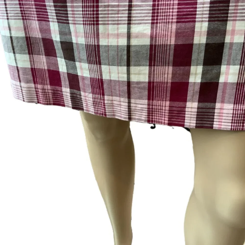 Lady Hagen Womens Pink Plaid Knee-length Stretchy‎ Preppy Academia Skort Medium